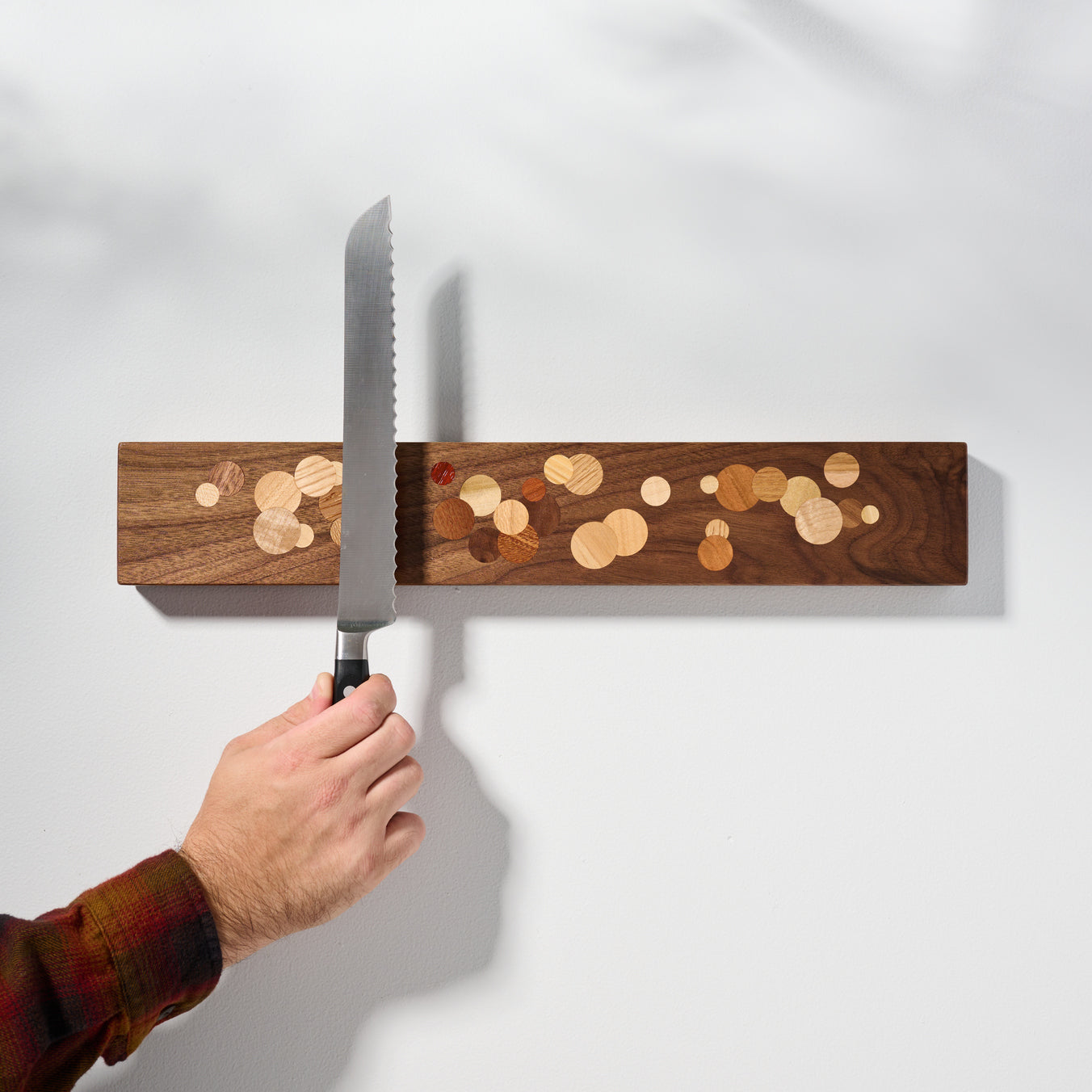 Elevate your kitchen with our handcrafted polka dot walnut